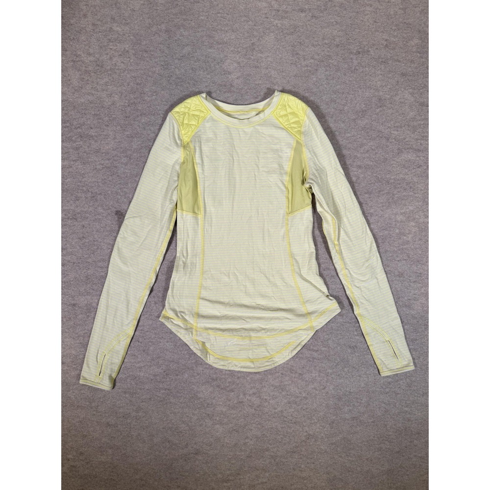 Lululemon Long Sleeve Shirt Womens 4 Yellow Stripe Quilted Run Athletic‎ LW3791S